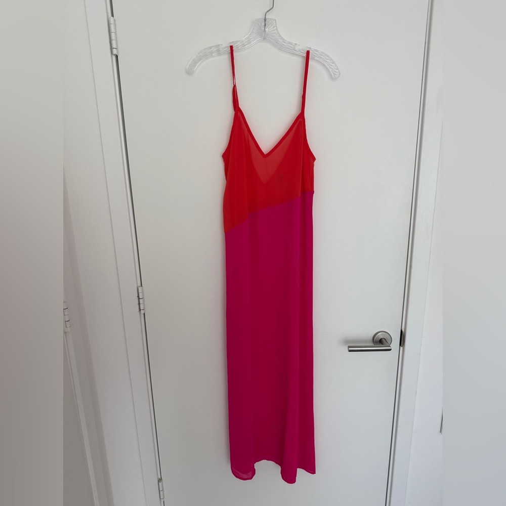 Lulu's Seaside Retreat Coral and Magenta Maxi Cover-Up